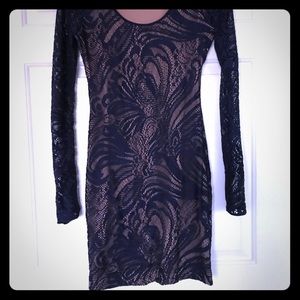 BCBG navy blue lace long sleeve mini dress